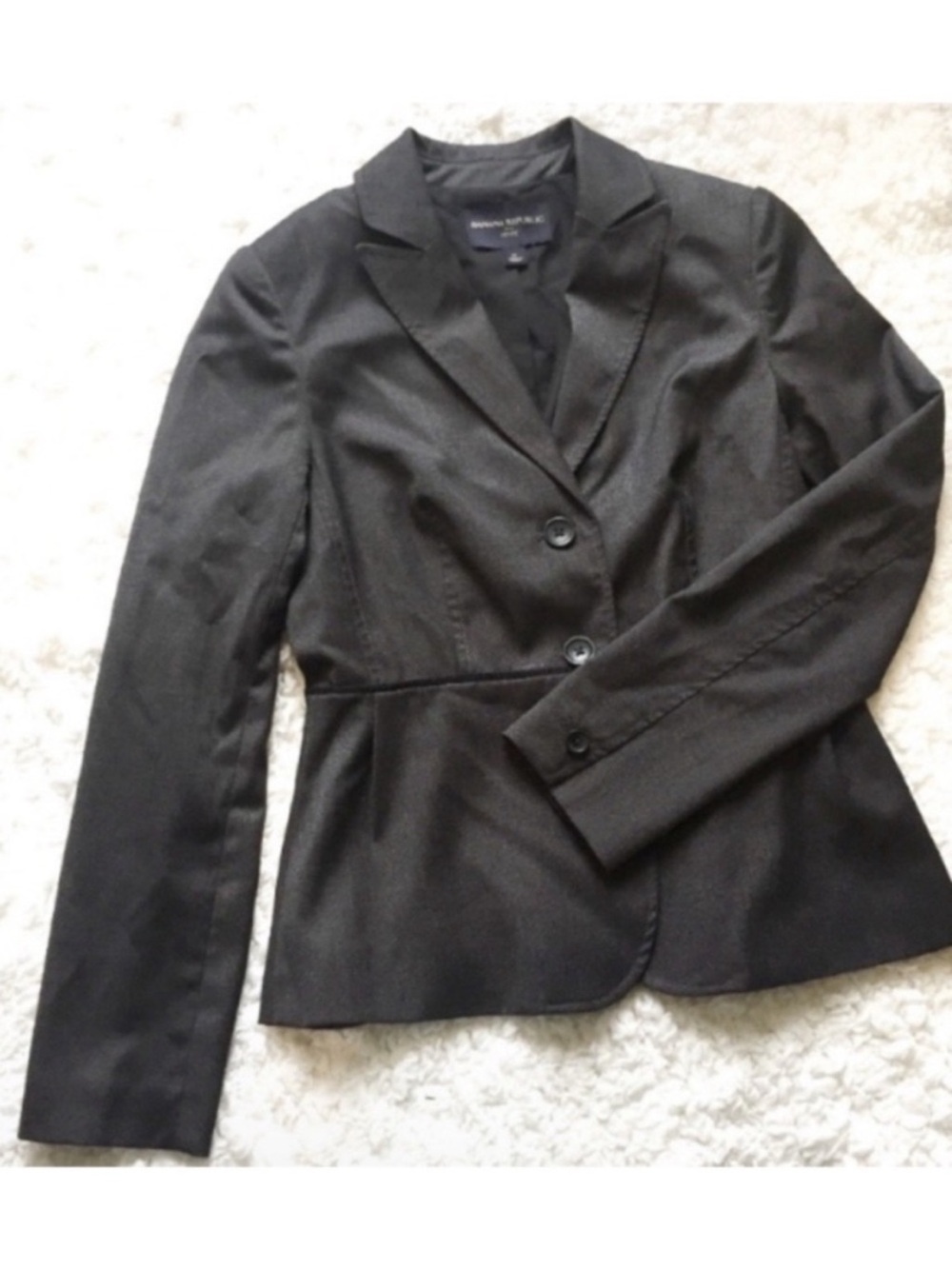 Banana Republic Charcoal Tailored Peplum Blazer Notch Lapel Career Petit 0